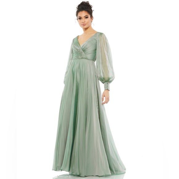 Mac Duggal Dresses & Skirts - NWT MAC DUGGAL SHEER BLOUSON SLEEVE SURPLICE GOWN